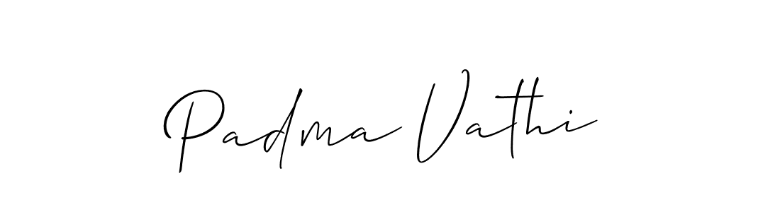 Allison_Script is a professional signature style that is perfect for those who want to add a touch of class to their signature. It is also a great choice for those who want to make their signature more unique. Get Padma Vathi name to fancy signature for free. Padma Vathi signature style 2 images and pictures png