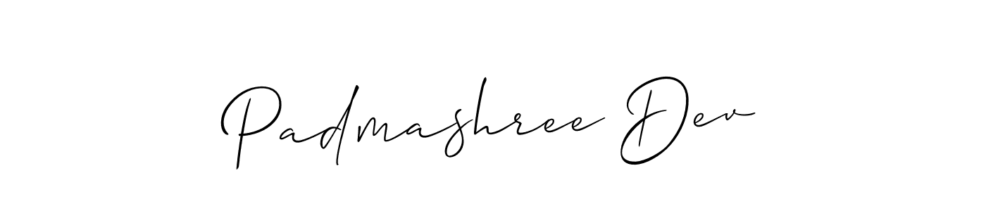Use a signature maker to create a handwritten signature online. With this signature software, you can design (Allison_Script) your own signature for name Padmashree Dev. Padmashree Dev signature style 2 images and pictures png