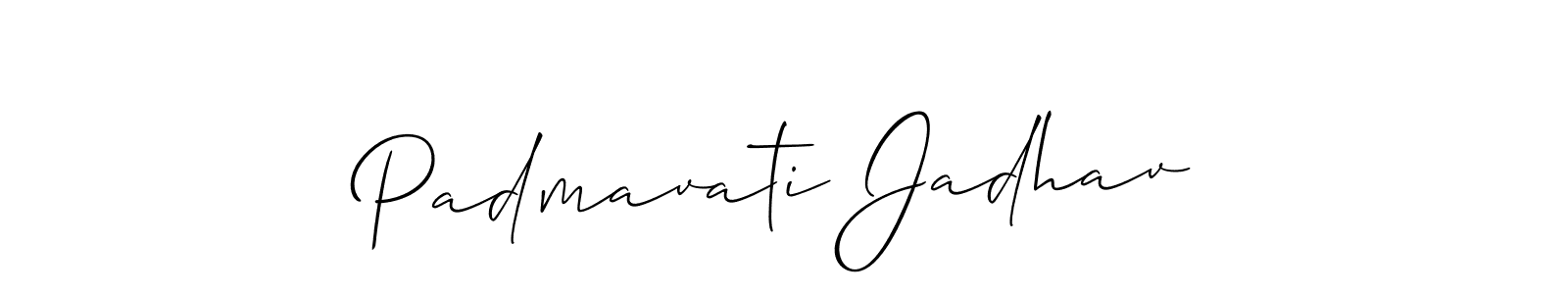 The best way (Allison_Script) to make a short signature is to pick only two or three words in your name. The name Padmavati Jadhav include a total of six letters. For converting this name. Padmavati Jadhav signature style 2 images and pictures png