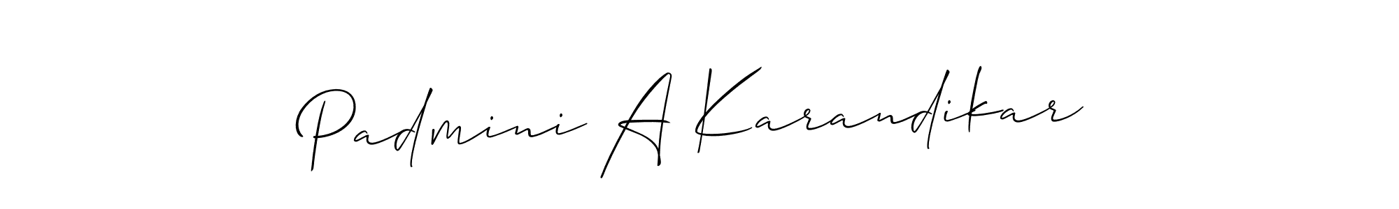 Allison_Script is a professional signature style that is perfect for those who want to add a touch of class to their signature. It is also a great choice for those who want to make their signature more unique. Get Padmini A Karandikar name to fancy signature for free. Padmini A Karandikar signature style 2 images and pictures png