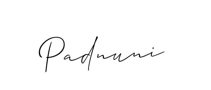 Create a beautiful signature design for name Padnuni. With this signature (Allison_Script) fonts, you can make a handwritten signature for free. Padnuni signature style 2 images and pictures png