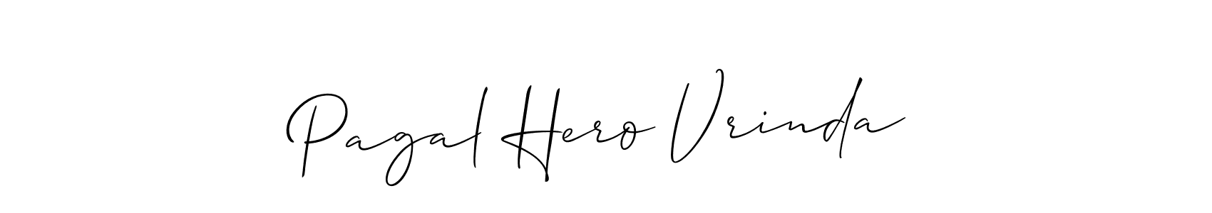 The best way (Allison_Script) to make a short signature is to pick only two or three words in your name. The name Pagal Hero Vrinda include a total of six letters. For converting this name. Pagal Hero Vrinda signature style 2 images and pictures png