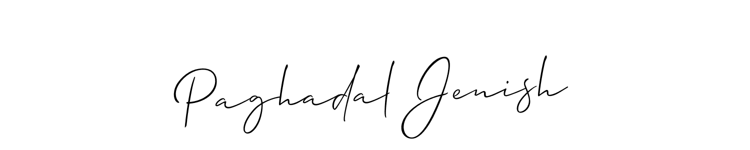 Use a signature maker to create a handwritten signature online. With this signature software, you can design (Allison_Script) your own signature for name Paghadal Jenish. Paghadal Jenish signature style 2 images and pictures png