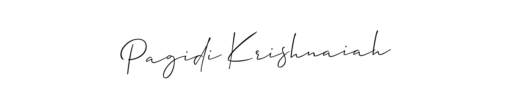 Allison_Script is a professional signature style that is perfect for those who want to add a touch of class to their signature. It is also a great choice for those who want to make their signature more unique. Get Pagidi Krishnaiah name to fancy signature for free. Pagidi Krishnaiah signature style 2 images and pictures png