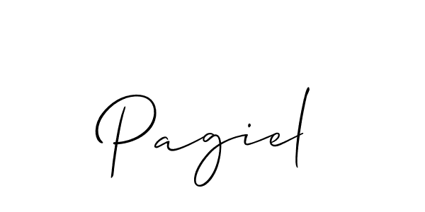 The best way (Allison_Script) to make a short signature is to pick only two or three words in your name. The name Pagiel include a total of six letters. For converting this name. Pagiel signature style 2 images and pictures png