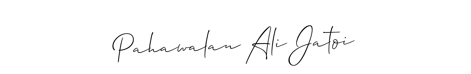 How to make Pahawalan Ali Jatoi name signature. Use Allison_Script style for creating short signs online. This is the latest handwritten sign. Pahawalan Ali Jatoi signature style 2 images and pictures png