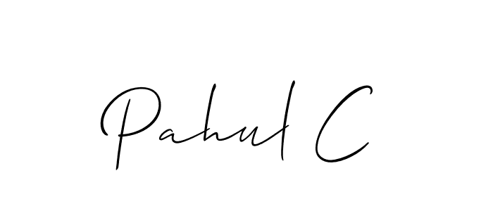 The best way (Allison_Script) to make a short signature is to pick only two or three words in your name. The name Pahul C include a total of six letters. For converting this name. Pahul C signature style 2 images and pictures png