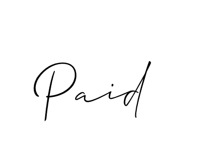 Use a signature maker to create a handwritten signature online. With this signature software, you can design (Allison_Script) your own signature for name Paid. Paid signature style 2 images and pictures png