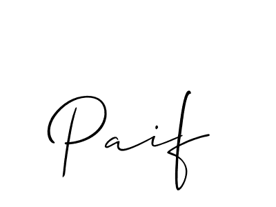 Design your own signature with our free online signature maker. With this signature software, you can create a handwritten (Allison_Script) signature for name Paif. Paif signature style 2 images and pictures png