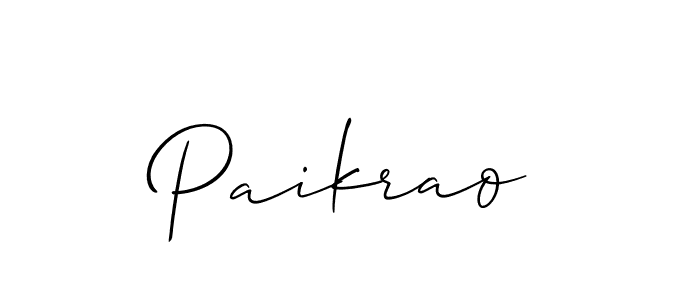 Design your own signature with our free online signature maker. With this signature software, you can create a handwritten (Allison_Script) signature for name Paikrao. Paikrao signature style 2 images and pictures png
