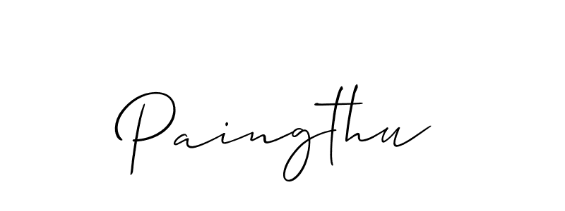 The best way (Allison_Script) to make a short signature is to pick only two or three words in your name. The name Paingthu include a total of six letters. For converting this name. Paingthu signature style 2 images and pictures png