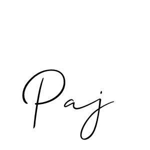 Make a beautiful signature design for name Paj. With this signature (Allison_Script) style, you can create a handwritten signature for free. Paj signature style 2 images and pictures png