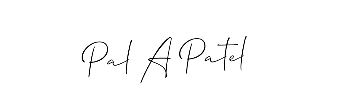 The best way (Allison_Script) to make a short signature is to pick only two or three words in your name. The name Pal A Patel include a total of six letters. For converting this name. Pal A Patel signature style 2 images and pictures png