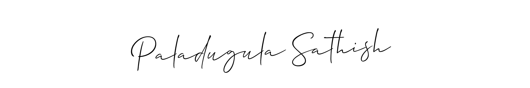 Create a beautiful signature design for name Paladugula Sathish. With this signature (Allison_Script) fonts, you can make a handwritten signature for free. Paladugula Sathish signature style 2 images and pictures png