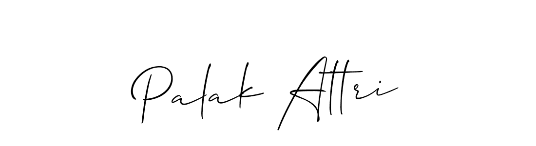 Use a signature maker to create a handwritten signature online. With this signature software, you can design (Allison_Script) your own signature for name Palak Attri. Palak Attri signature style 2 images and pictures png
