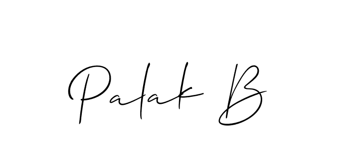 Also we have Palak B name is the best signature style. Create professional handwritten signature collection using Allison_Script autograph style. Palak B signature style 2 images and pictures png