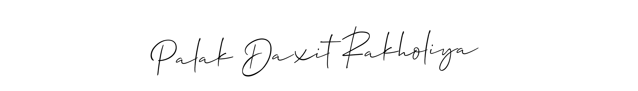 Allison_Script is a professional signature style that is perfect for those who want to add a touch of class to their signature. It is also a great choice for those who want to make their signature more unique. Get Palak Daxit Rakholiya name to fancy signature for free. Palak Daxit Rakholiya signature style 2 images and pictures png