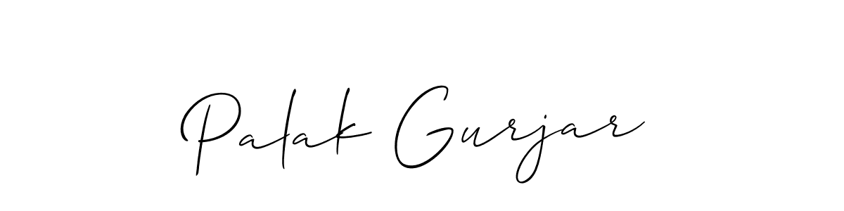 Create a beautiful signature design for name Palak Gurjar. With this signature (Allison_Script) fonts, you can make a handwritten signature for free. Palak Gurjar signature style 2 images and pictures png