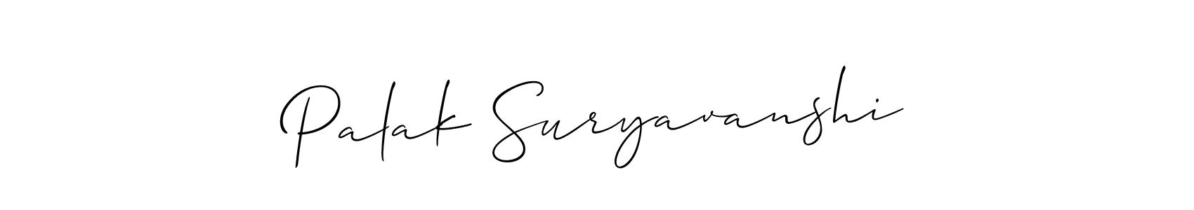 Make a short Palak Suryavanshi signature style. Manage your documents anywhere anytime using Allison_Script. Create and add eSignatures, submit forms, share and send files easily. Palak Suryavanshi signature style 2 images and pictures png