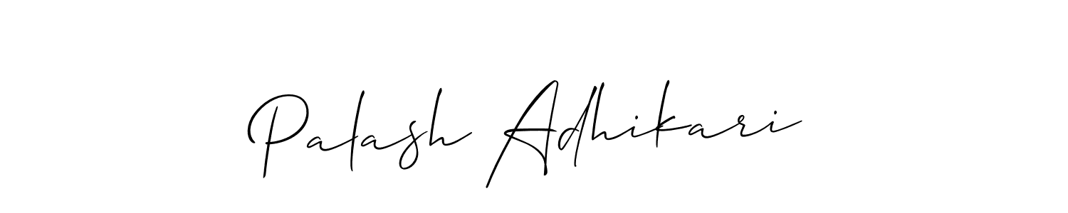 Also we have Palash Adhikari name is the best signature style. Create professional handwritten signature collection using Allison_Script autograph style. Palash Adhikari signature style 2 images and pictures png