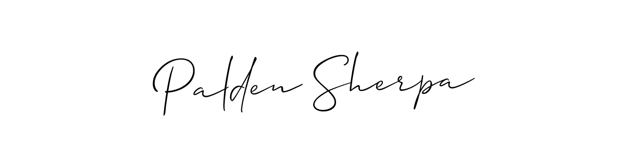 Make a beautiful signature design for name Palden Sherpa. With this signature (Allison_Script) style, you can create a handwritten signature for free. Palden Sherpa signature style 2 images and pictures png