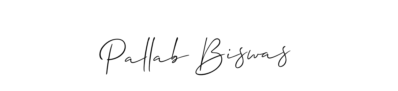 Create a beautiful signature design for name Pallab Biswas. With this signature (Allison_Script) fonts, you can make a handwritten signature for free. Pallab Biswas signature style 2 images and pictures png