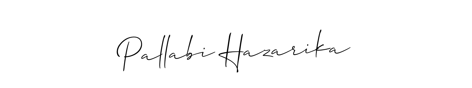 The best way (Allison_Script) to make a short signature is to pick only two or three words in your name. The name Pallabi Hazarika include a total of six letters. For converting this name. Pallabi Hazarika signature style 2 images and pictures png