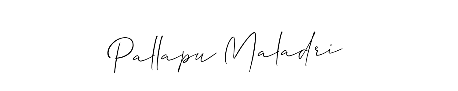 Allison_Script is a professional signature style that is perfect for those who want to add a touch of class to their signature. It is also a great choice for those who want to make their signature more unique. Get Pallapu Maladri name to fancy signature for free. Pallapu Maladri signature style 2 images and pictures png