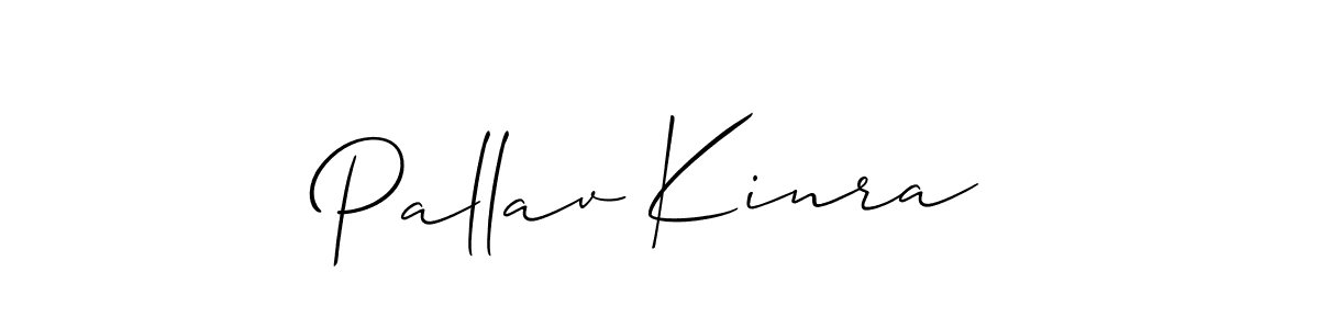 The best way (Allison_Script) to make a short signature is to pick only two or three words in your name. The name Pallav Kinra include a total of six letters. For converting this name. Pallav Kinra signature style 2 images and pictures png