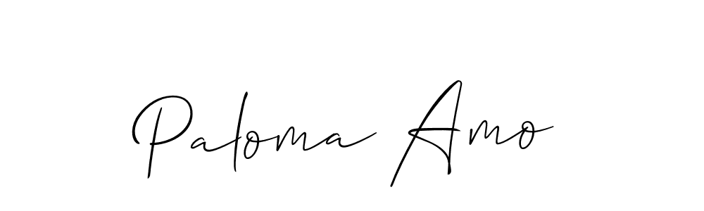 It looks lik you need a new signature style for name Paloma Amo. Design unique handwritten (Allison_Script) signature with our free signature maker in just a few clicks. Paloma Amo signature style 2 images and pictures png