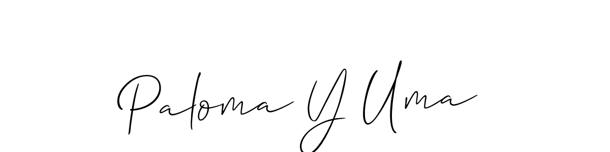 The best way (Allison_Script) to make a short signature is to pick only two or three words in your name. The name Paloma Y Uma include a total of six letters. For converting this name. Paloma Y Uma signature style 2 images and pictures png