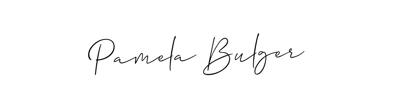 Allison_Script is a professional signature style that is perfect for those who want to add a touch of class to their signature. It is also a great choice for those who want to make their signature more unique. Get Pamela Bulger name to fancy signature for free. Pamela Bulger signature style 2 images and pictures png