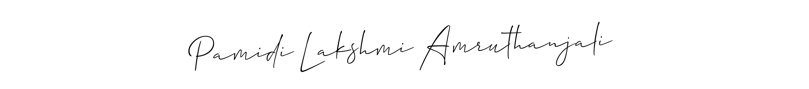 if you are searching for the best signature style for your name Pamidi Lakshmi Amruthanjali. so please give up your signature search. here we have designed multiple signature styles  using Allison_Script. Pamidi Lakshmi Amruthanjali signature style 2 images and pictures png