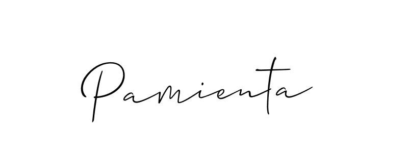 It looks lik you need a new signature style for name Pamienta. Design unique handwritten (Allison_Script) signature with our free signature maker in just a few clicks. Pamienta signature style 2 images and pictures png