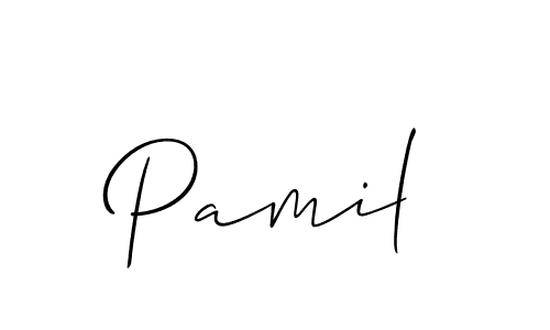 How to make Pamil name signature. Use Allison_Script style for creating short signs online. This is the latest handwritten sign. Pamil signature style 2 images and pictures png