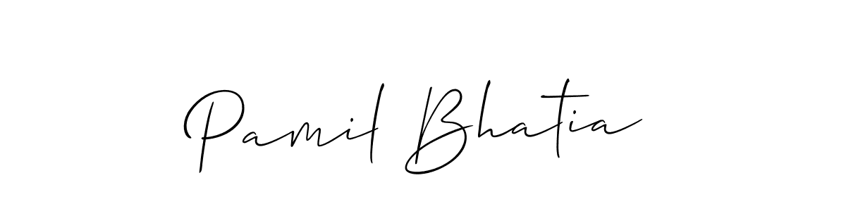 Pamil Bhatia stylish signature style. Best Handwritten Sign (Allison_Script) for my name. Handwritten Signature Collection Ideas for my name Pamil Bhatia. Pamil Bhatia signature style 2 images and pictures png