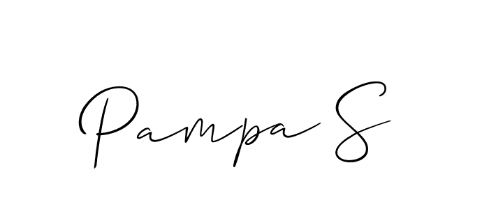 if you are searching for the best signature style for your name Pampa S. so please give up your signature search. here we have designed multiple signature styles  using Allison_Script. Pampa S signature style 2 images and pictures png