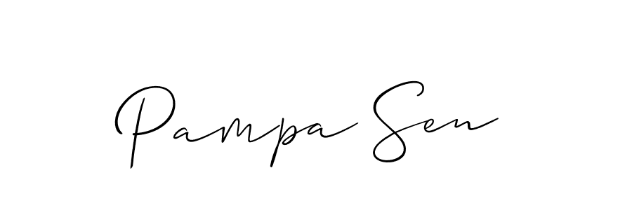 The best way (Allison_Script) to make a short signature is to pick only two or three words in your name. The name Pampa Sen include a total of six letters. For converting this name. Pampa Sen signature style 2 images and pictures png