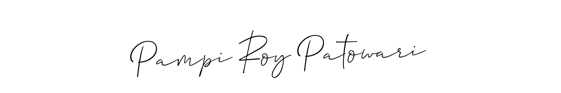 It looks lik you need a new signature style for name Pampi Roy Patowari. Design unique handwritten (Allison_Script) signature with our free signature maker in just a few clicks. Pampi Roy Patowari signature style 2 images and pictures png