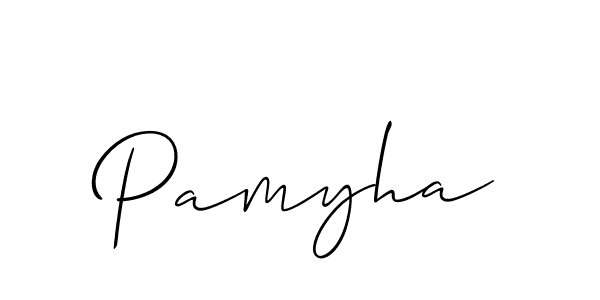 The best way (Allison_Script) to make a short signature is to pick only two or three words in your name. The name Pamyha include a total of six letters. For converting this name. Pamyha signature style 2 images and pictures png