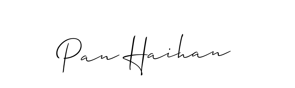 Create a beautiful signature design for name Pan Haihan. With this signature (Allison_Script) fonts, you can make a handwritten signature for free. Pan Haihan signature style 2 images and pictures png