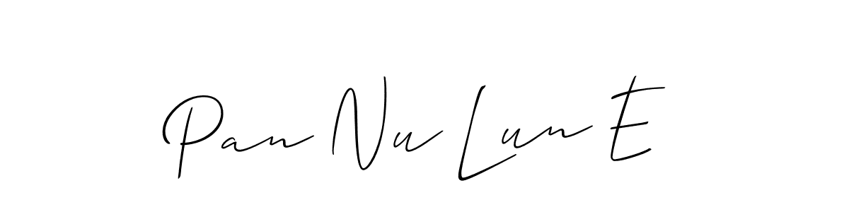 This is the best signature style for the Pan Nu Lun E name. Also you like these signature font (Allison_Script). Mix name signature. Pan Nu Lun E signature style 2 images and pictures png