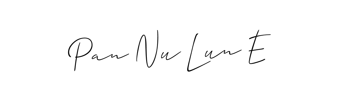 Make a short Pan Nu Lun E signature style. Manage your documents anywhere anytime using Allison_Script. Create and add eSignatures, submit forms, share and send files easily. Pan Nu Lun E signature style 2 images and pictures png