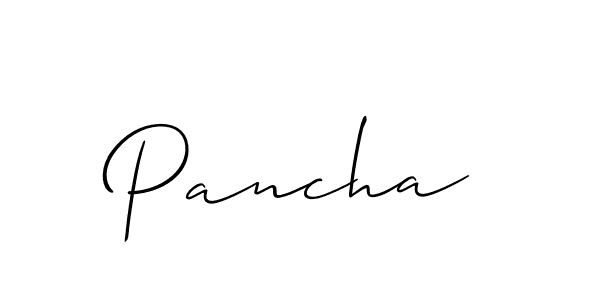 Create a beautiful signature design for name Pancha. With this signature (Allison_Script) fonts, you can make a handwritten signature for free. Pancha signature style 2 images and pictures png