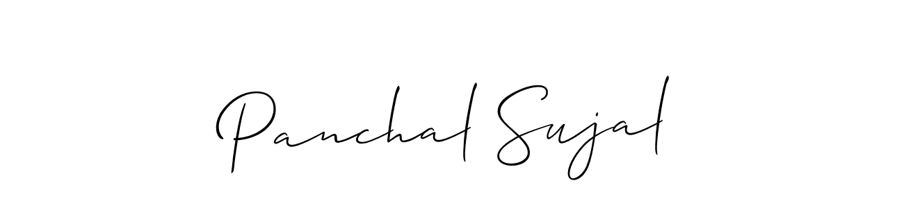 Also You can easily find your signature by using the search form. We will create Panchal Sujal name handwritten signature images for you free of cost using Allison_Script sign style. Panchal Sujal signature style 2 images and pictures png