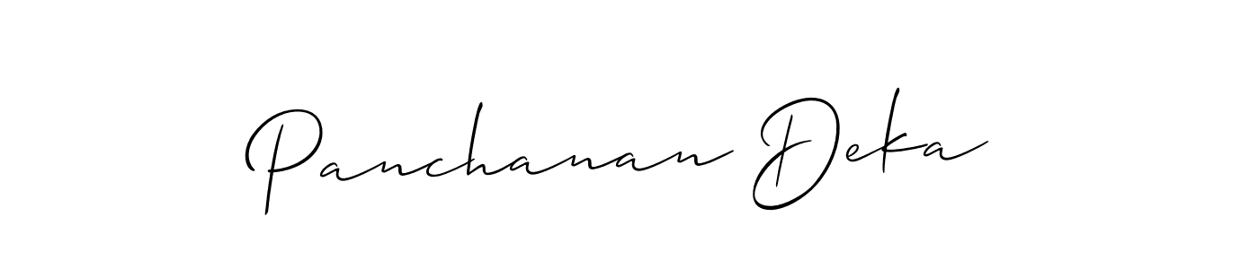 Also You can easily find your signature by using the search form. We will create Panchanan Deka name handwritten signature images for you free of cost using Allison_Script sign style. Panchanan Deka signature style 2 images and pictures png