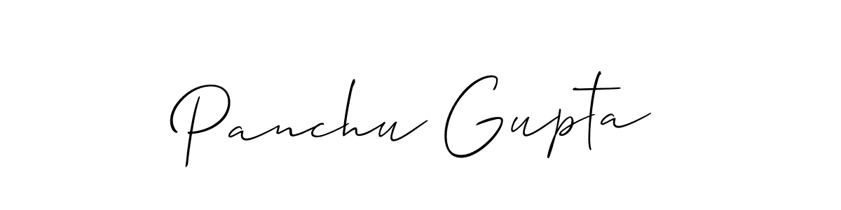 Also You can easily find your signature by using the search form. We will create Panchu Gupta name handwritten signature images for you free of cost using Allison_Script sign style. Panchu Gupta signature style 2 images and pictures png