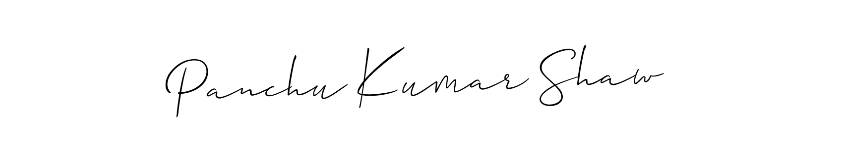 if you are searching for the best signature style for your name Panchu Kumar Shaw. so please give up your signature search. here we have designed multiple signature styles  using Allison_Script. Panchu Kumar Shaw signature style 2 images and pictures png