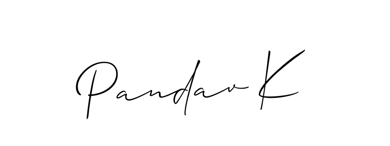 Create a beautiful signature design for name Pandav K. With this signature (Allison_Script) fonts, you can make a handwritten signature for free. Pandav K signature style 2 images and pictures png