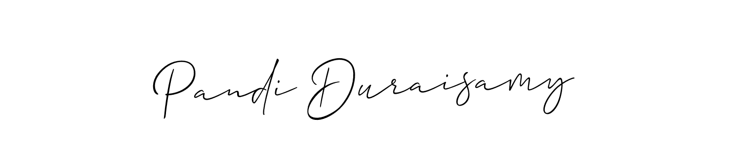 It looks lik you need a new signature style for name Pandi Duraisamy. Design unique handwritten (Allison_Script) signature with our free signature maker in just a few clicks. Pandi Duraisamy signature style 2 images and pictures png